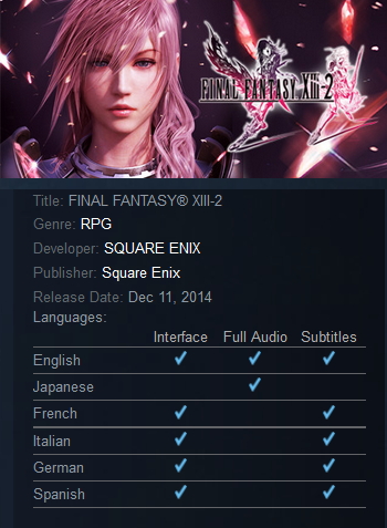 Final Fantasy XIII + XIII-2 Steam - Click Image to Close